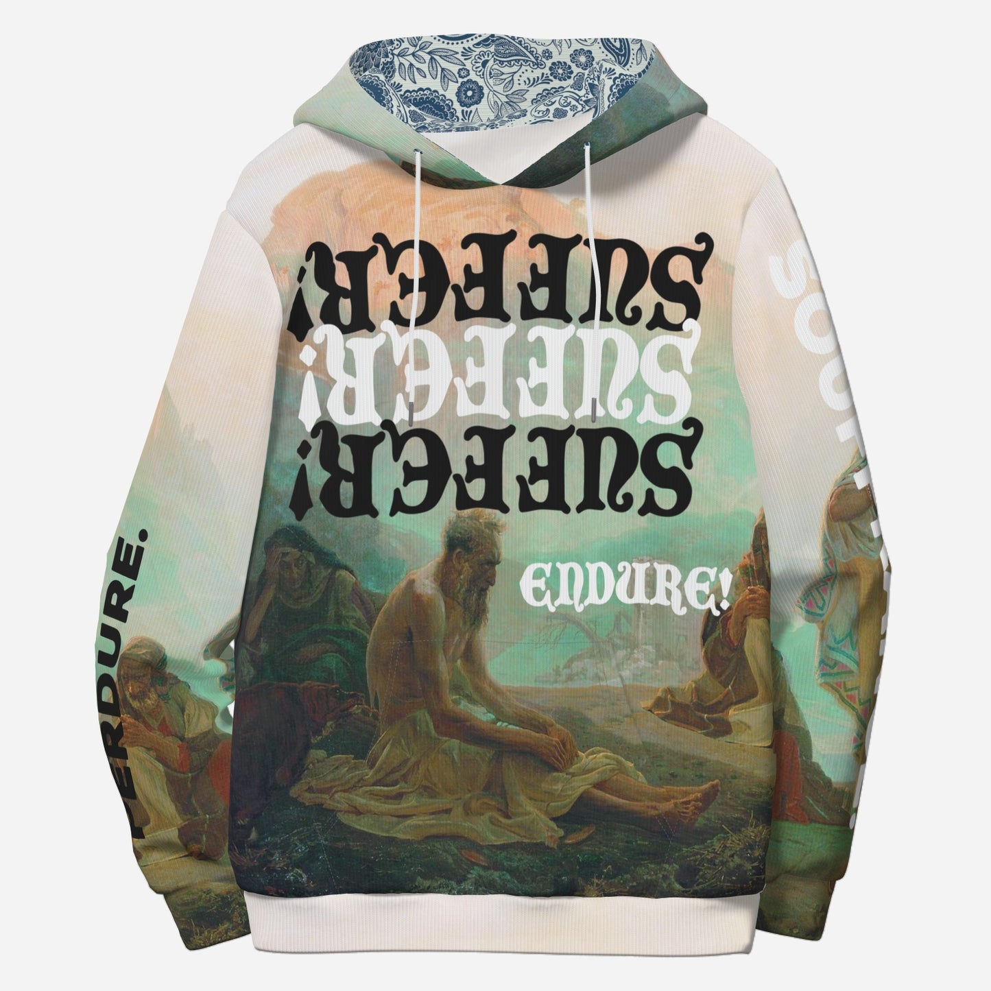 SUFFER!, Textured Cotton Hooded Sweatshirt, Paisley Inseam.