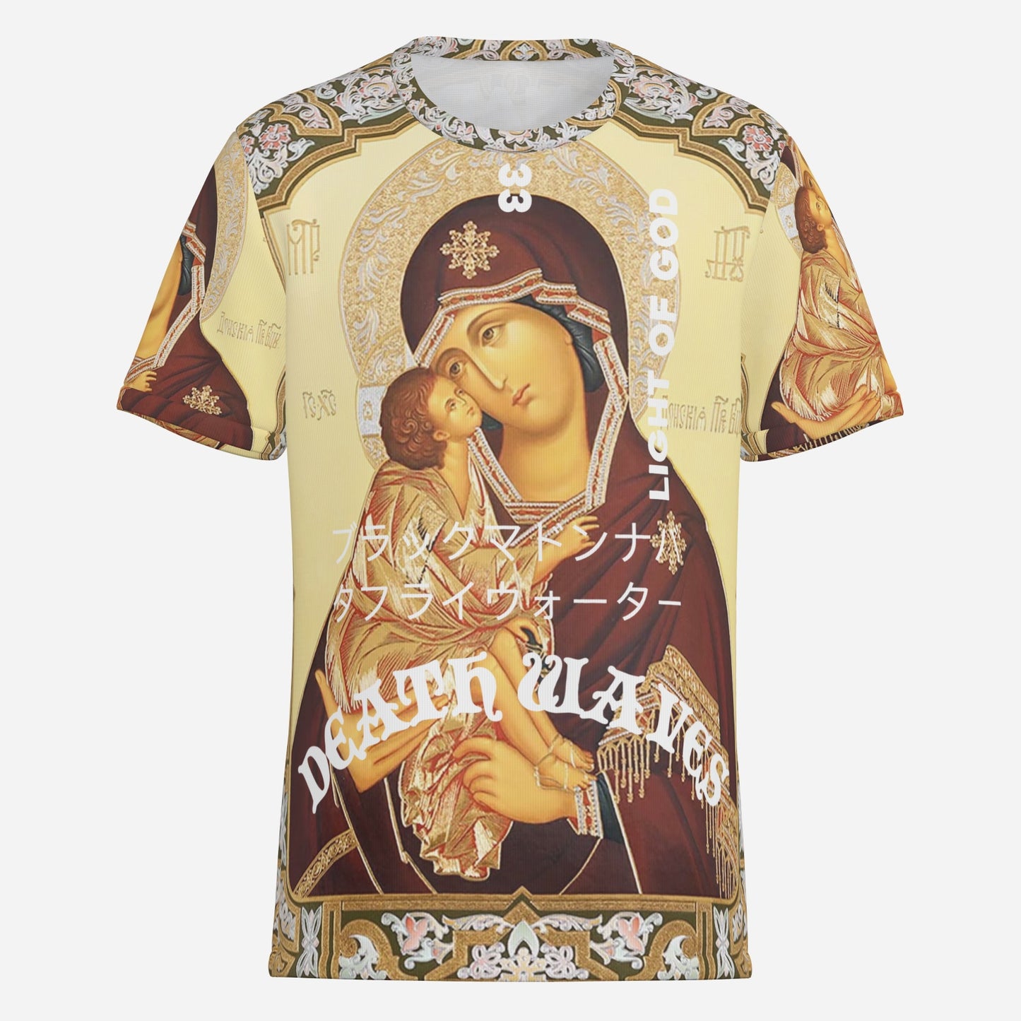 BLACK MADONNA BUTTERFLY WATER, Textured Cotton Tee